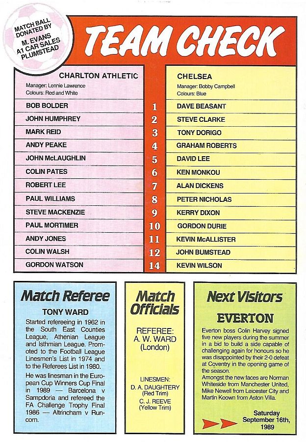Match Results for season 1989 - 1990